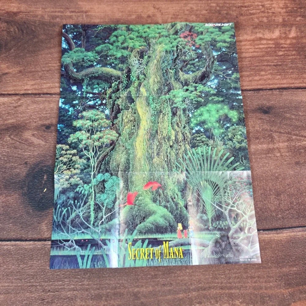 Squaresoft Secret of Mana SNES OS One Size Multi Good Manual and Map Poster